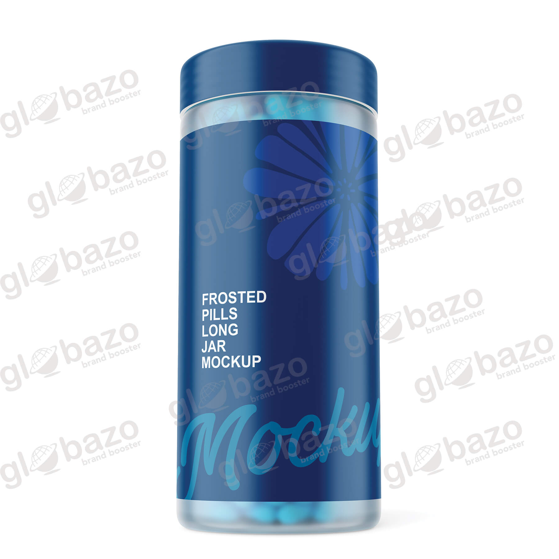 Frosted Pills Long Jar Mockup (pkg-486)