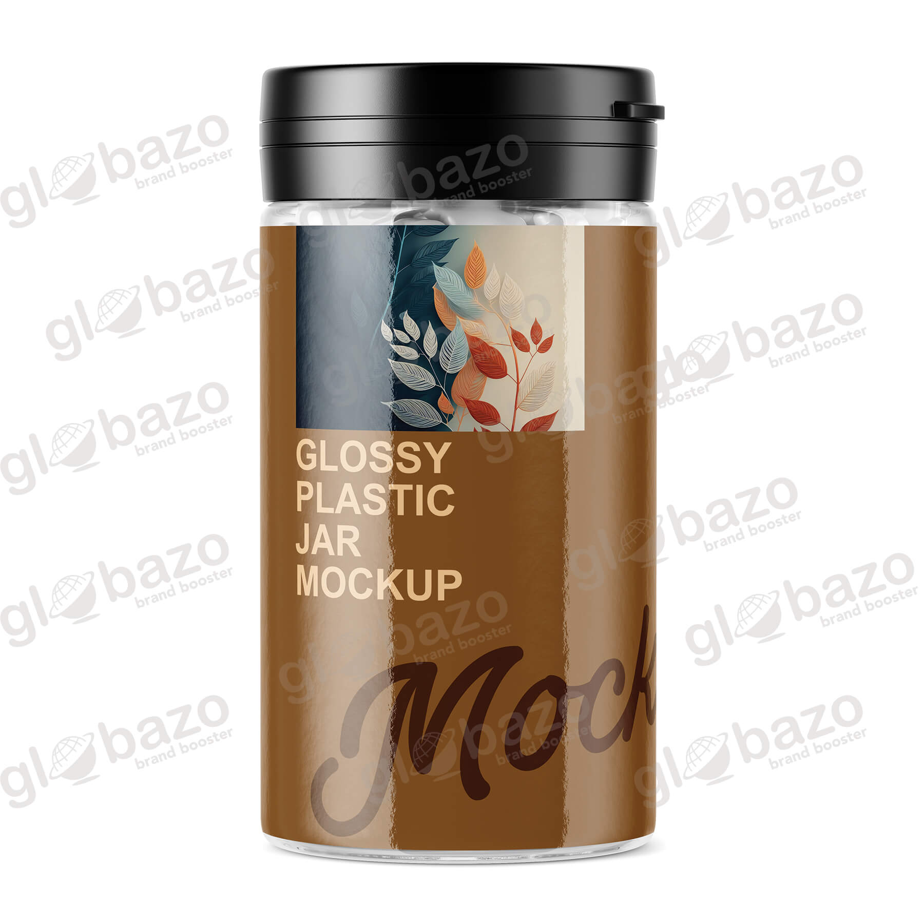 Glossy Long Plastic Jar Mockup (pkg-488)