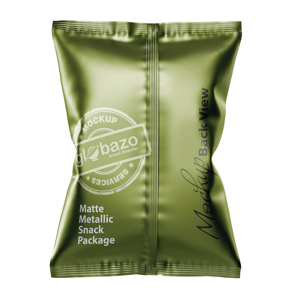 Matte Metallic Snack Package Mockup Back View (pkg-575)
