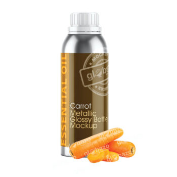 Carrot Essential Oil Metallic Glossy Bottle Mockup (pkg-904)