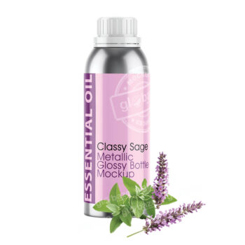 Classy Sage Essential Oil Metallic Glossy Bottle Mockup (pkg-907)