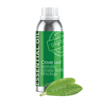Clove Leaf Essential Oil Metallic Glossy Bottle Mockup (pkg-908)