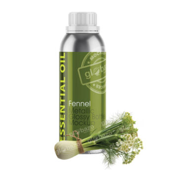 Fennel Essential Oil Metallic Glossy Bottle Mockup (pkg-914)
