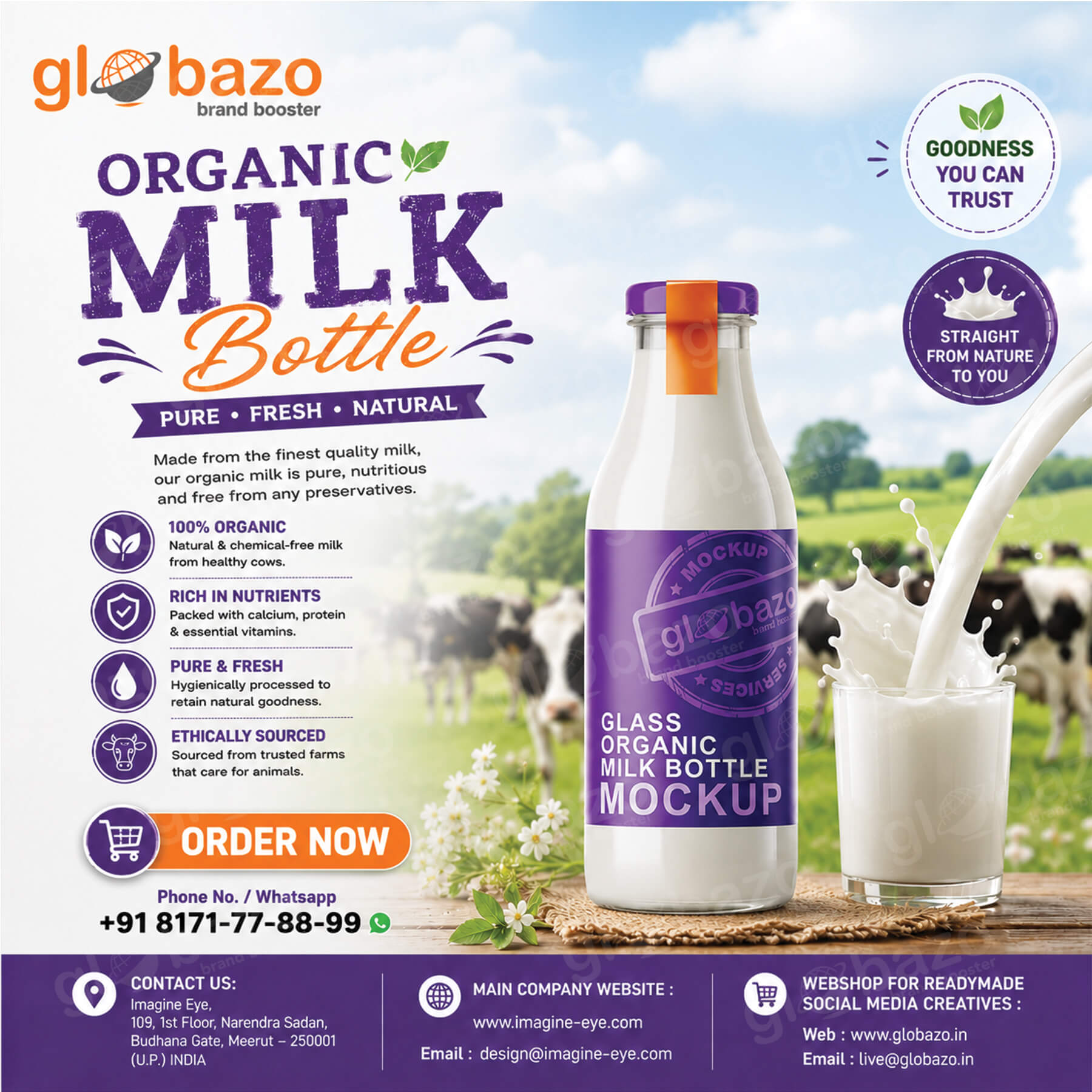 Organic Milk Bottle Mockup Creative-(db-01)