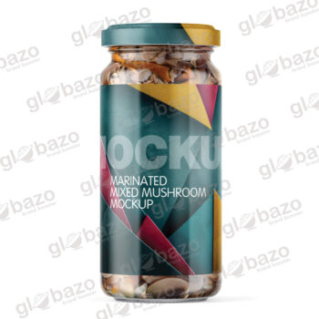 Clear Glass Jar With Marinated Mixed Mushrooms Mockup-pkg-326
