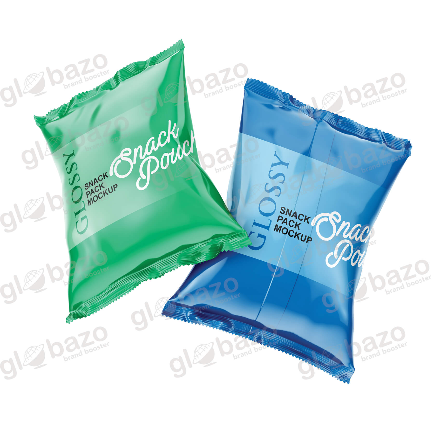 Two Glossy Snack Packages Mockup (pkg-439)