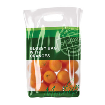 Glossy Bag With Oranges Mockup (pkg-541)