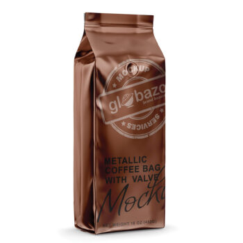Metallic Coffee Bag With Valve Mockup Half Side View (pkg-544)