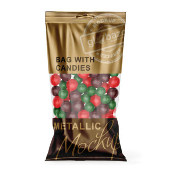 Bag With Candies Mockup Metallic (pkg-549)
