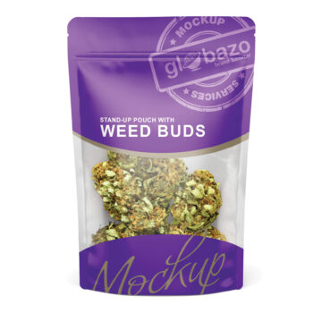 Stand Up Pouch With Weed Buds Mockup Glossy (pkg-551)