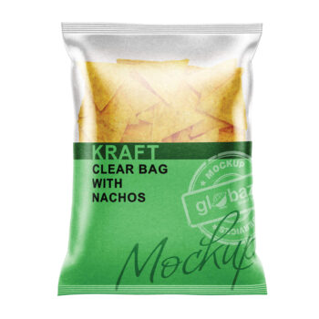Clear Bag With Nachos Mockup Kraft (pkg-556)