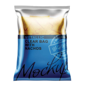 Clear Bag With Nachos Mockup Metallic Glossy (pkg-558)