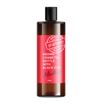 Brown Cosmetic Bottle With Black Cap Mockup (pkg-854)