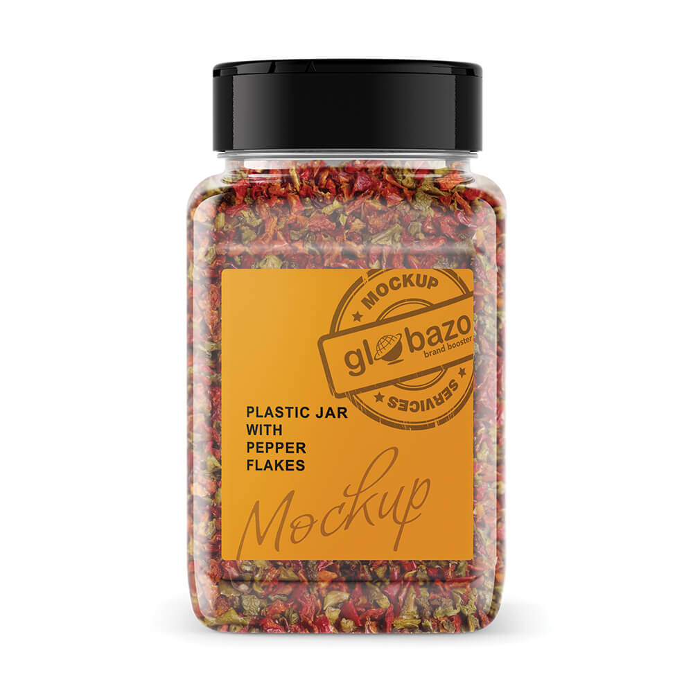 200g Plastic Jar with Pepper Flakes Mockup (pkg-878)