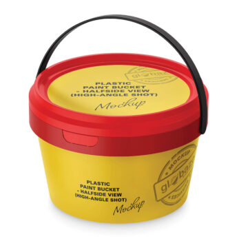 Plastic Paint Bucket Mockup Halfside View High Angle Shot (pkg-956)