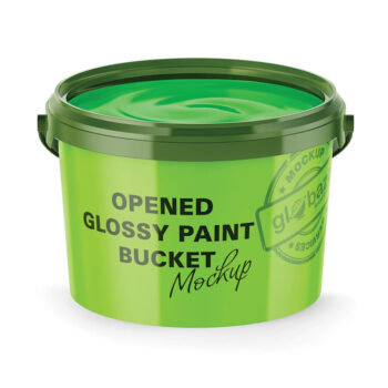 Opened Glossy Paint Bucket Mockup (pkg-1032)