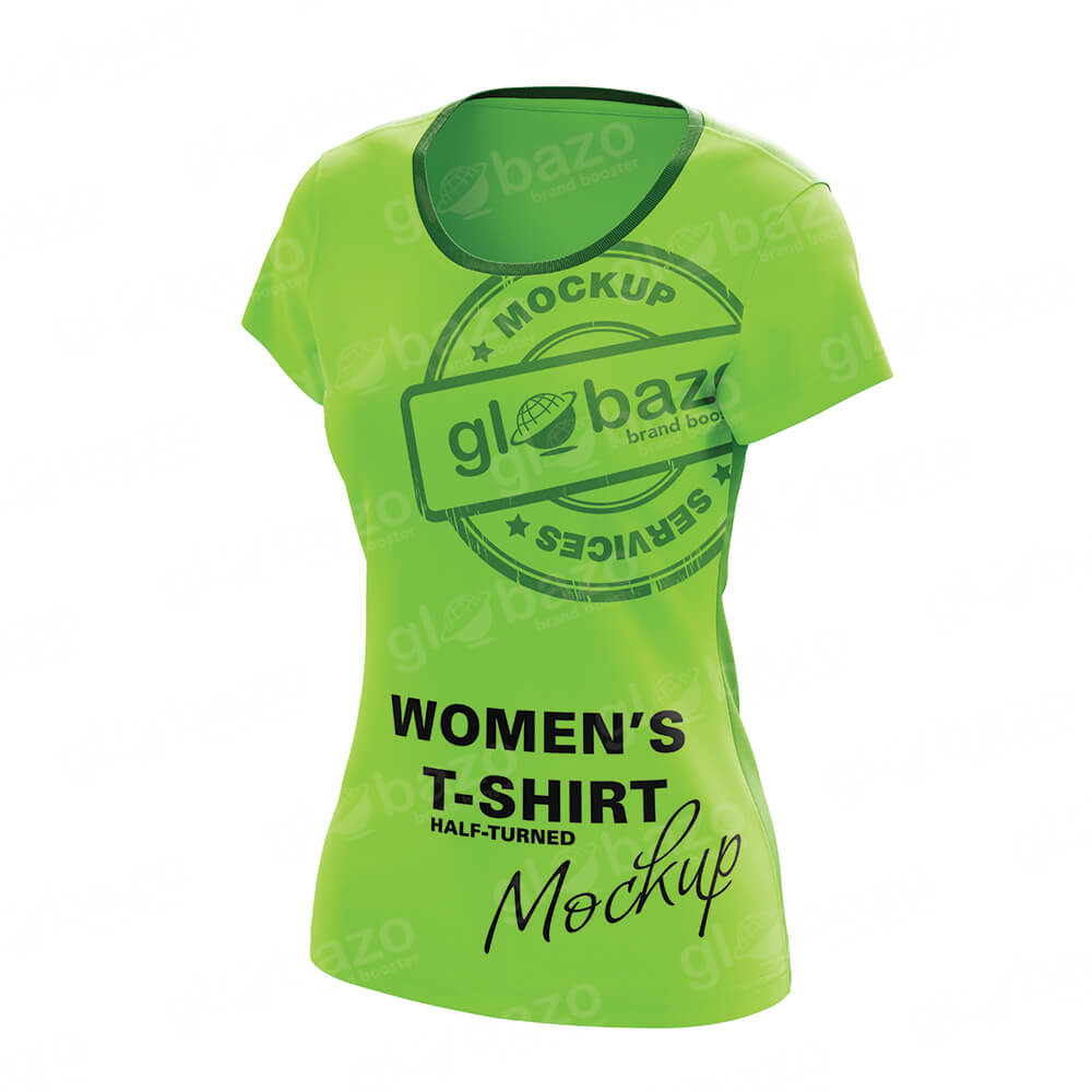 Half Turned Womens T-Shirt HQ Mockup (sg-21)
