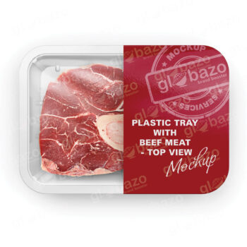 Plastic Tray With Beef Meat Mockup Top View (pkg-1046)