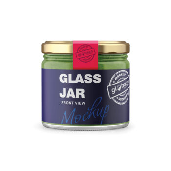 Glass Jar With Pesto Sauce Front View (pkg-1062)