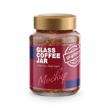 200g Instant Coffee Glass Jar Mockup Front View High Angle (pkg-1063)