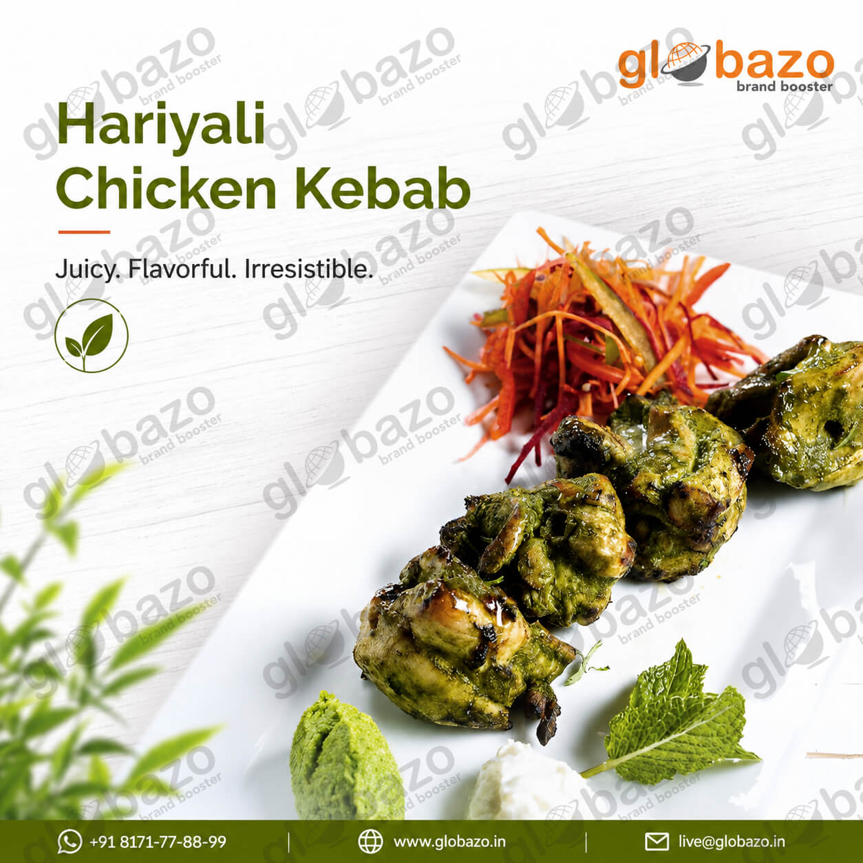 Hariyali Chicken Kebab (Snacks-209)