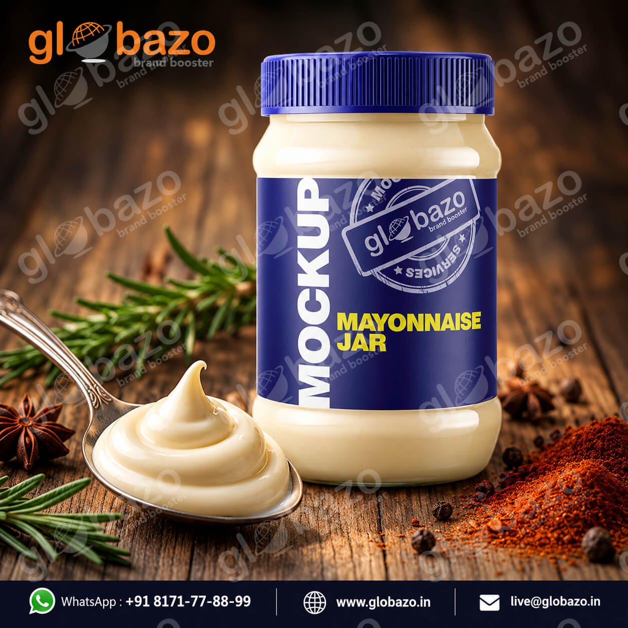 Rustic Mayonnaise Jar Product Ad. (dips-78)