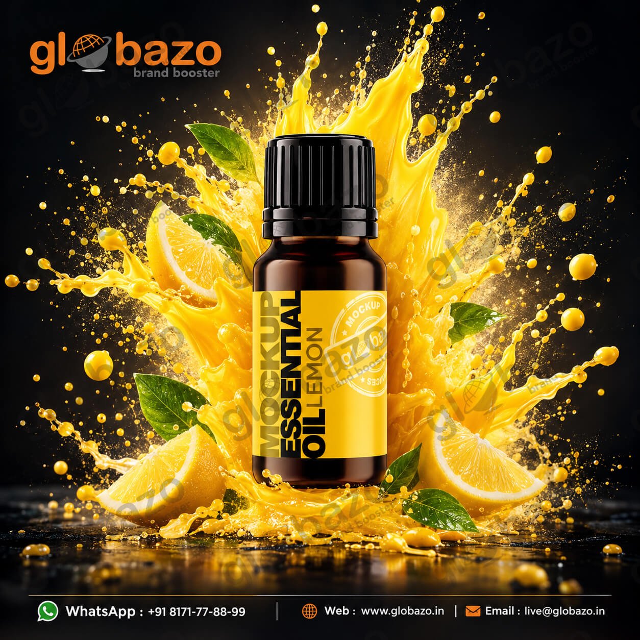 Lemon Essential Oil Splash Advertisement (ess-07)