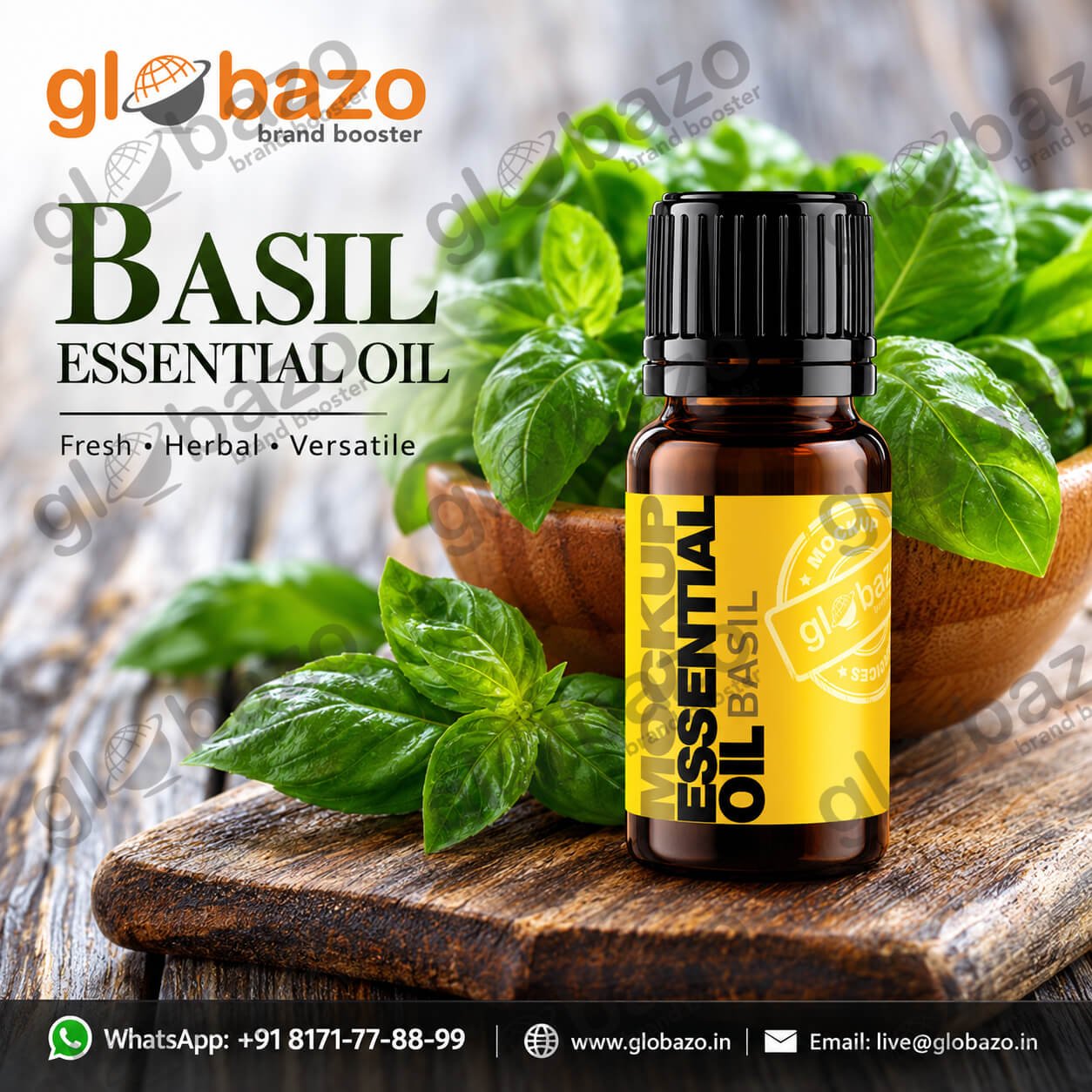 Basil Essential Oil Rustic Advertisement (ess-60)