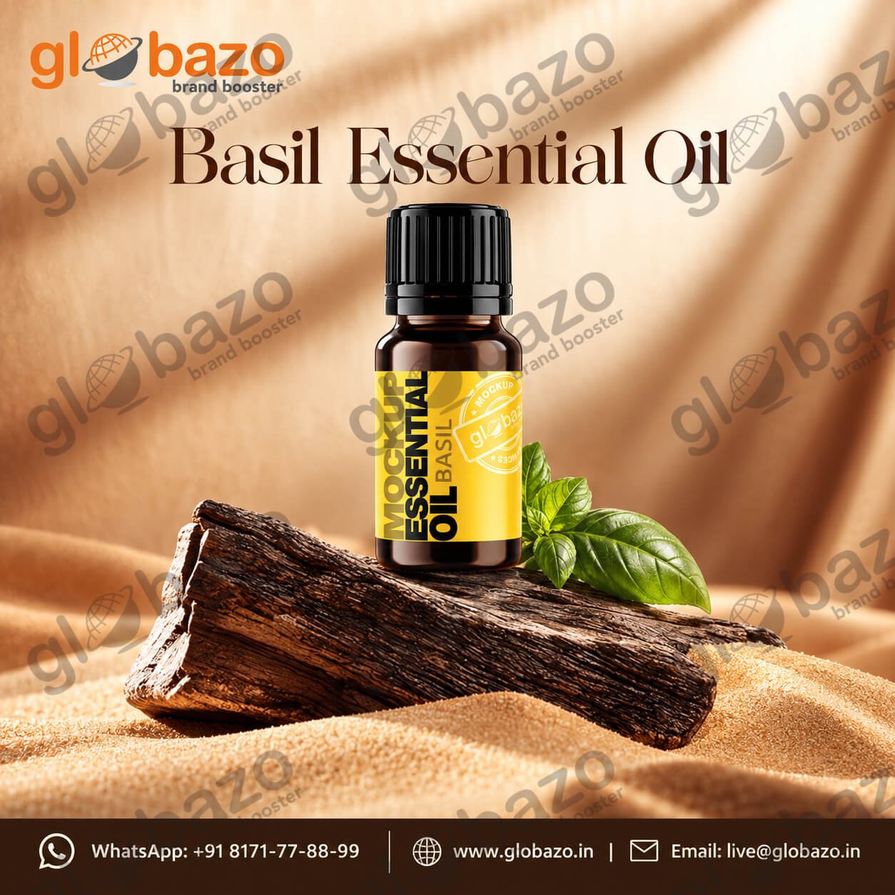 Basil Essential Oil in Earthy Luxury Setting (ess-62)