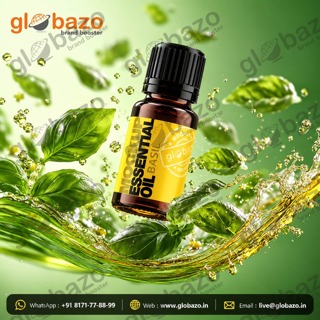 Basil Essential Oil Splash Ad. (ess-66)