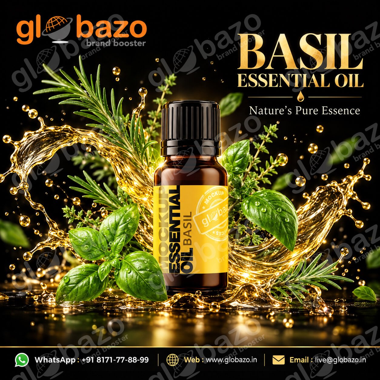 Basil Essential Oil Splash Advertisement (ess-67)