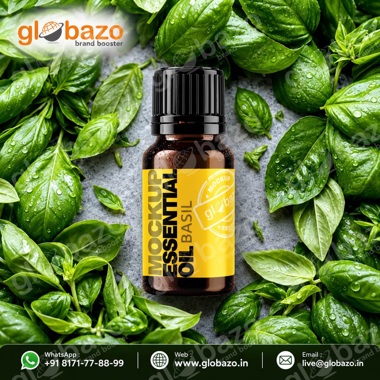 Basil Essential Oil Mockup-Advertisement (ess-69)