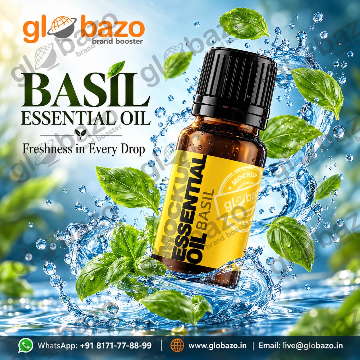 Basil Essential Oil Splash Poster (ess-71)