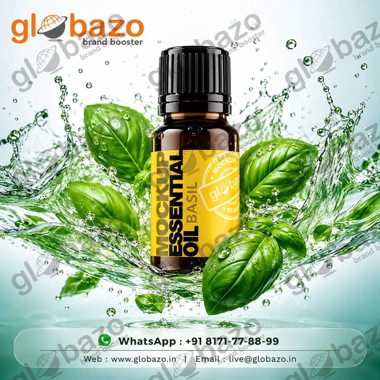 Basil Essential Oil Splash Poster (ess-72)