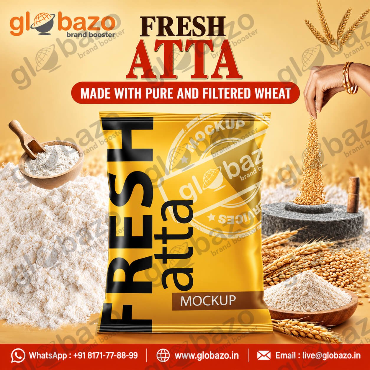Fresh Atta Packaging Showcase Mockup Creative (rap-19)