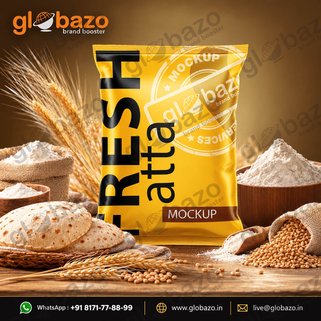 Fresh Atta Packaging Still Life Mockup Creative (rap-20)