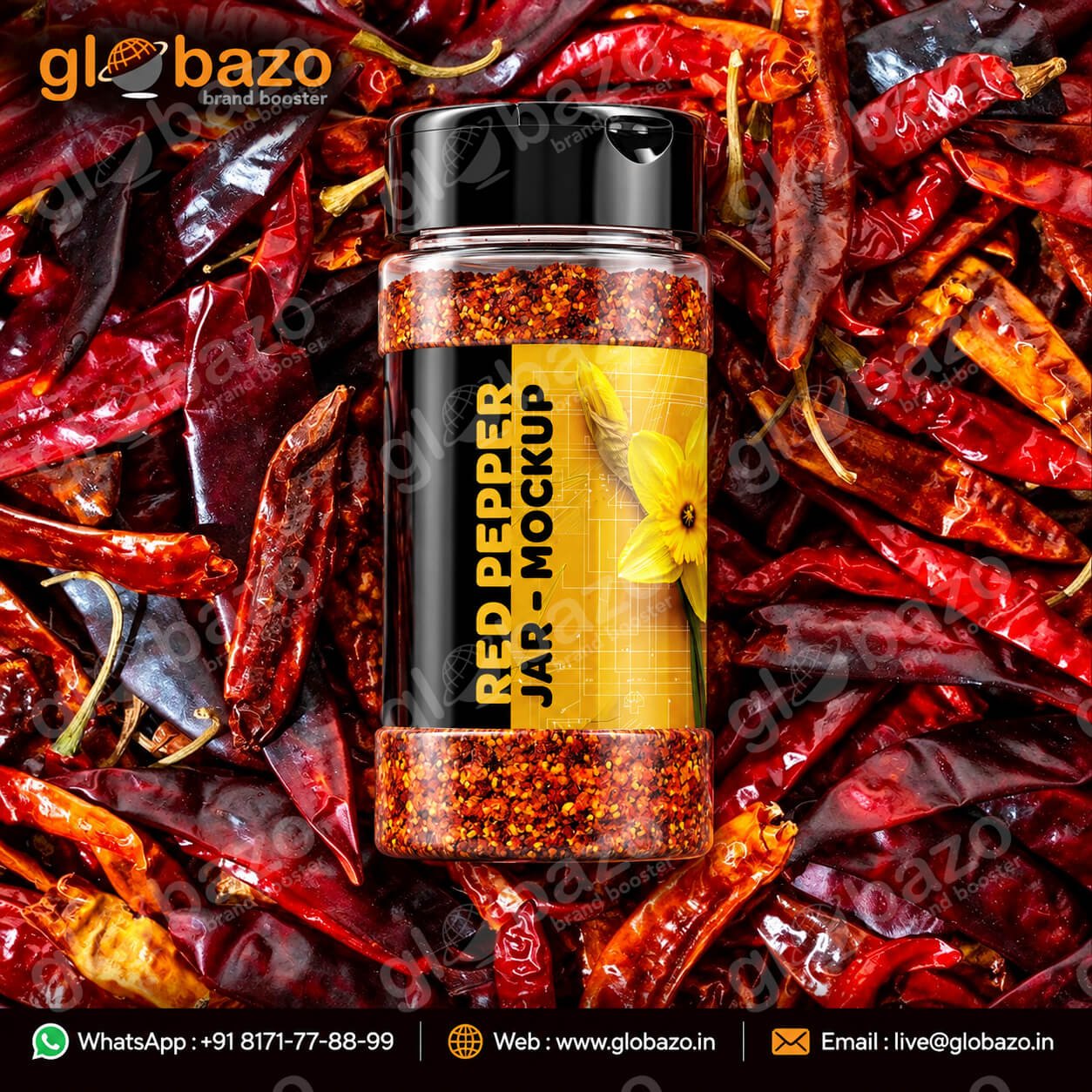 Red Pepper Jar Mockup Amid Chilies (sc-85)