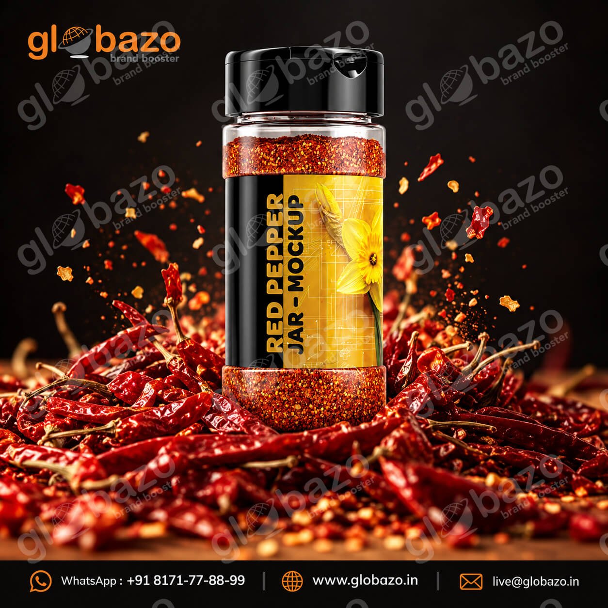 Red Pepper Jar Mockup with Chilies (sc-87)