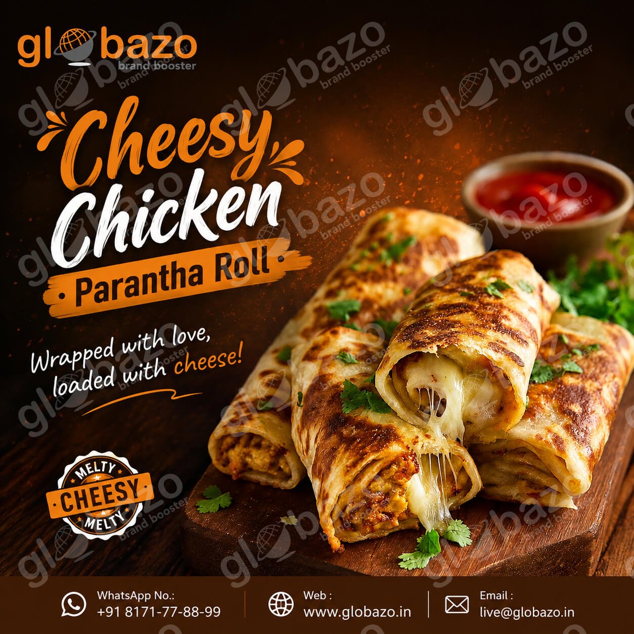 Cheesy Chicken Parantha Rolls (snacks-307)